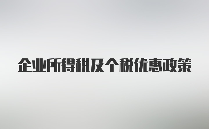 企业所得税及个税优惠政策