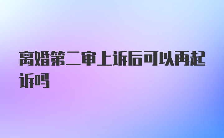 离婚第二审上诉后可以再起诉吗