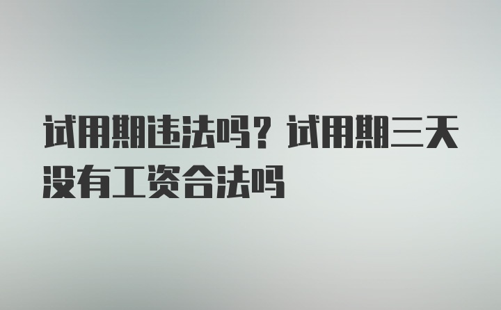 试用期违法吗？试用期三天没有工资合法吗