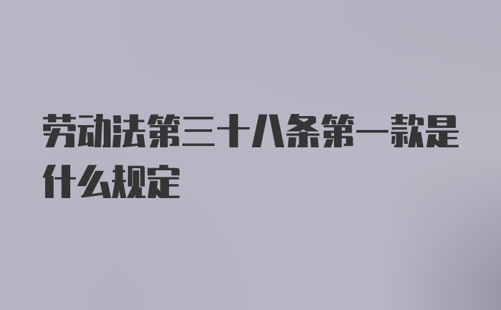 劳动法第三十八条第一款是什么规定