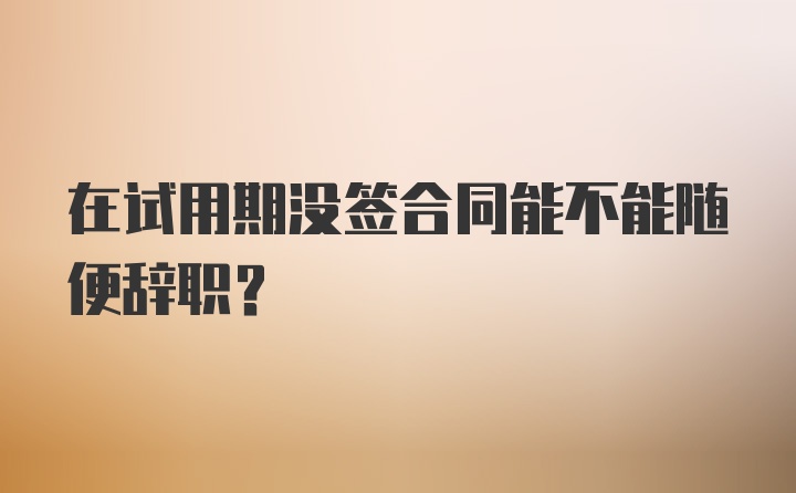 在试用期没签合同能不能随便辞职?