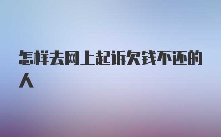 怎样去网上起诉欠钱不还的人