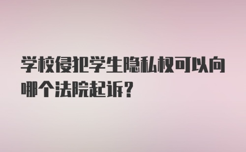 学校侵犯学生隐私权可以向哪个法院起诉？