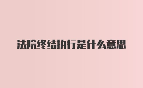 法院终结执行是什么意思