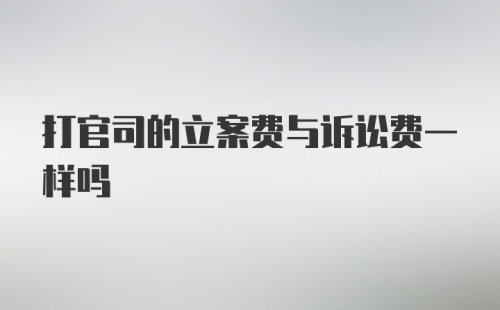 打官司的立案费与诉讼费一样吗