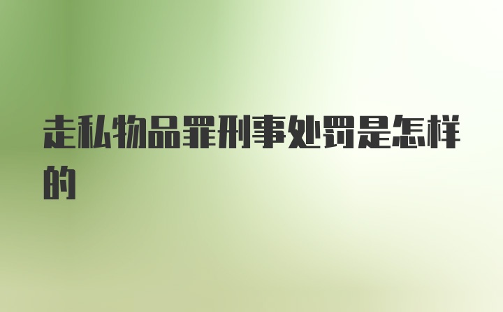 走私物品罪刑事处罚是怎样的