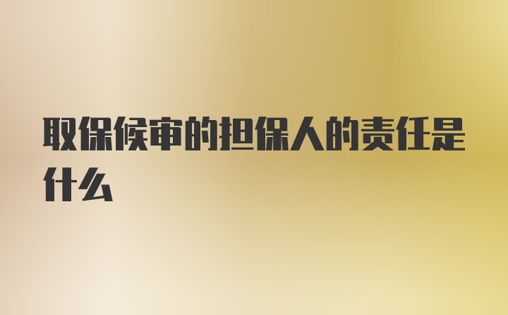 取保候审的担保人的责任是什么