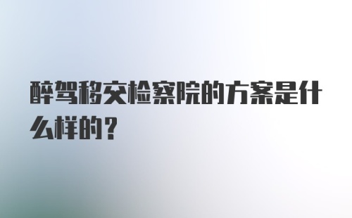 醉驾移交检察院的方案是什么样的？