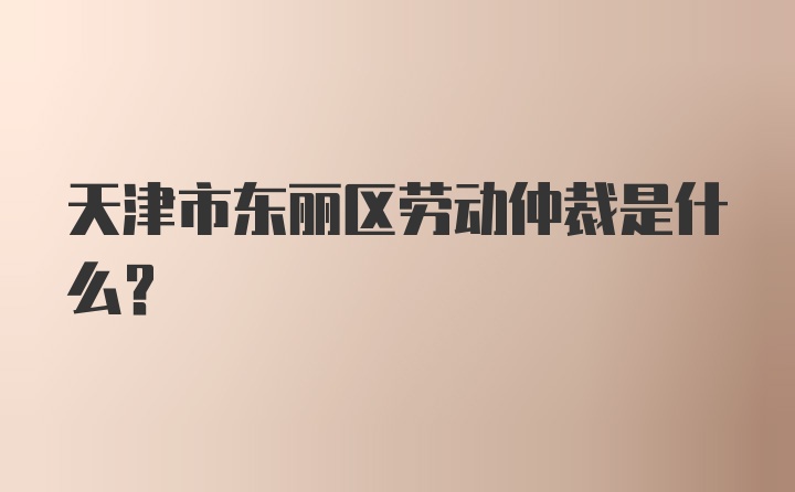 天津市东丽区劳动仲裁是什么？