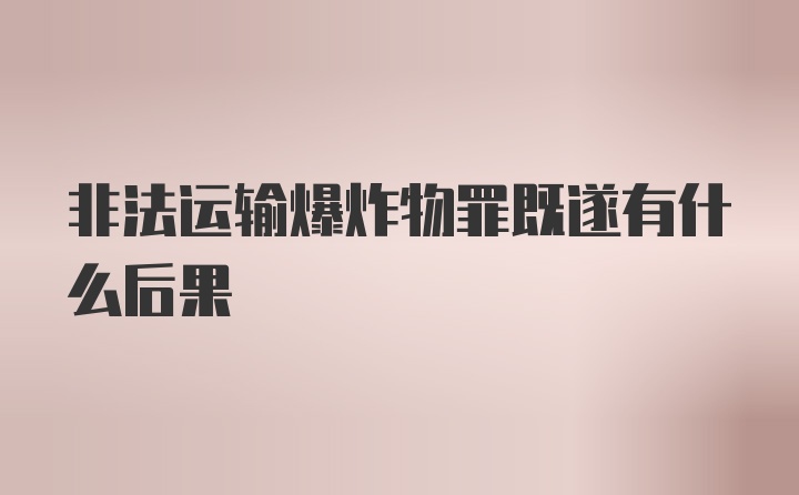 非法运输爆炸物罪既遂有什么后果