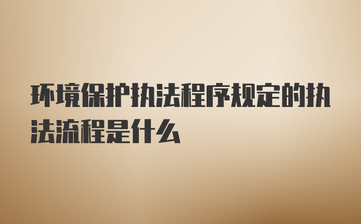 环境保护执法程序规定的执法流程是什么