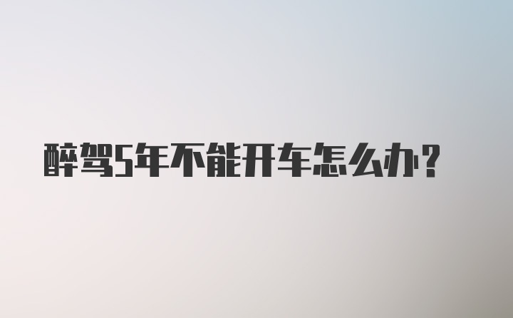 醉驾5年不能开车怎么办?