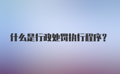 什么是行政处罚执行程序？