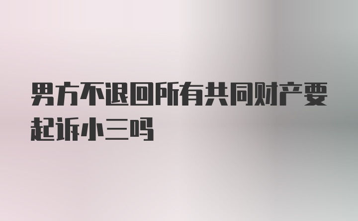 男方不退回所有共同财产要起诉小三吗