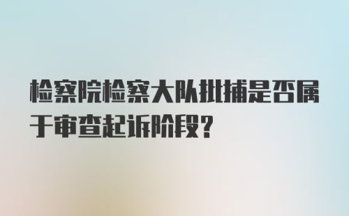 检察院检察大队批捕是否属于审查起诉阶段？