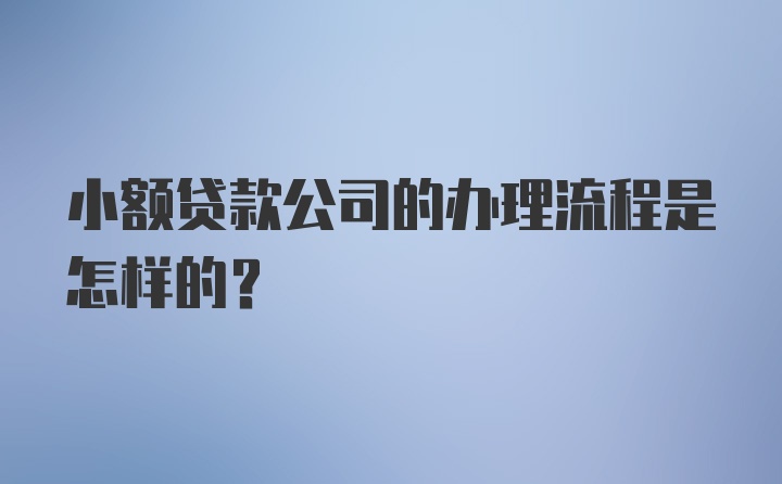 小额贷款公司的办理流程是怎样的？