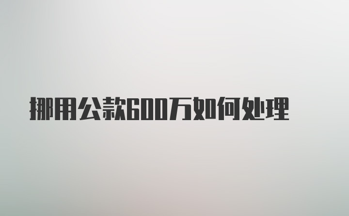 挪用公款600万如何处理