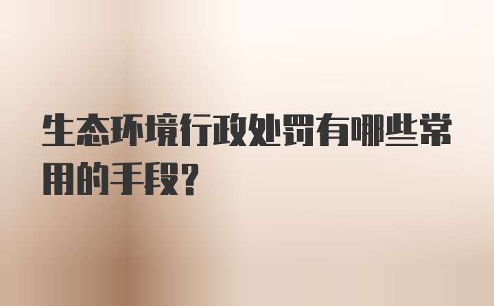 生态环境行政处罚有哪些常用的手段？