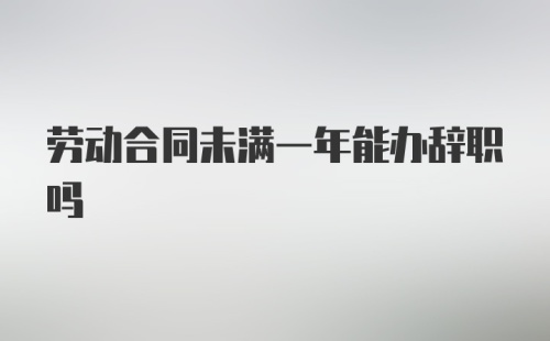 劳动合同未满一年能办辞职吗