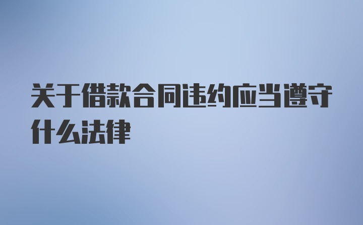 关于借款合同违约应当遵守什么法律