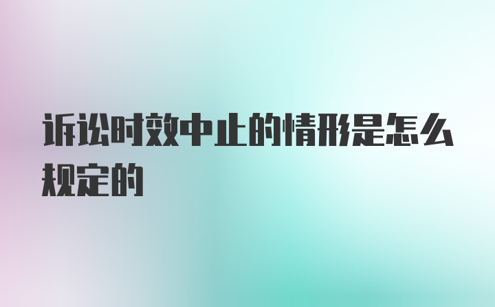 诉讼时效中止的情形是怎么规定的