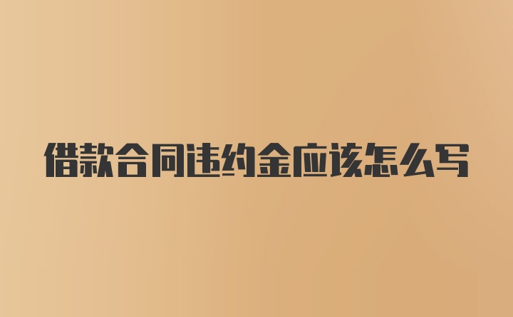 借款合同违约金应该怎么写