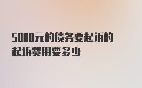 5000元的债务要起诉的起诉费用要多少