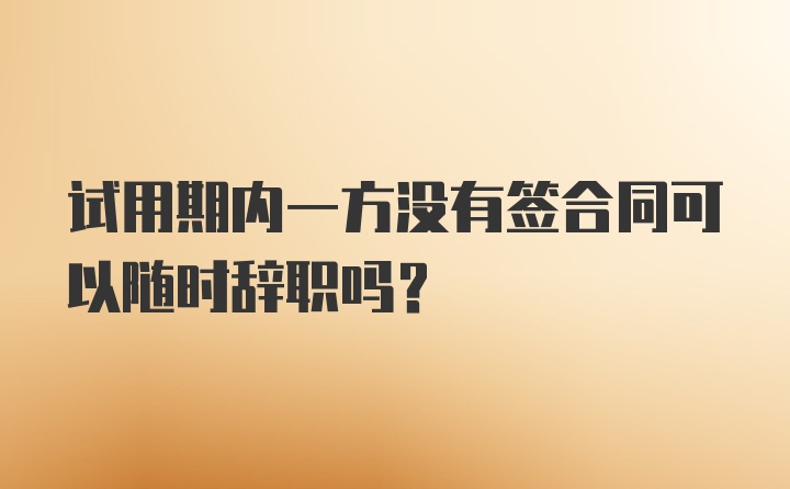 试用期内一方没有签合同可以随时辞职吗？