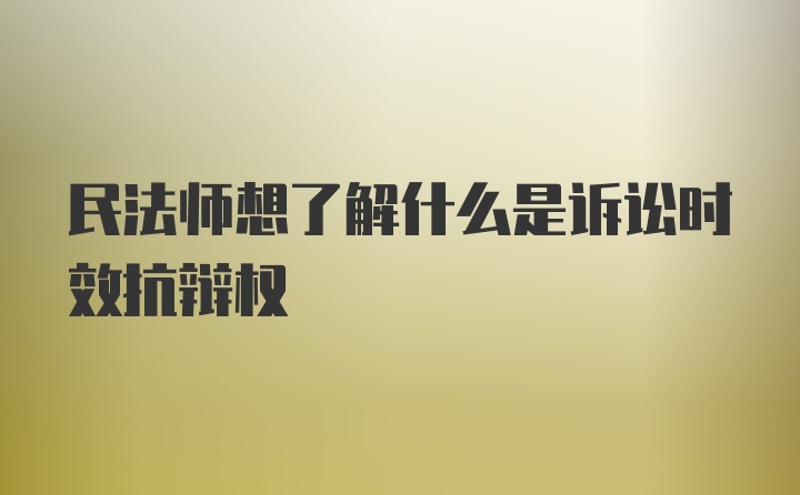 民法师想了解什么是诉讼时效抗辩权