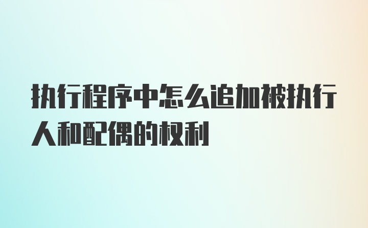 执行程序中怎么追加被执行人和配偶的权利