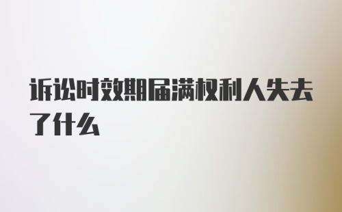 诉讼时效期届满权利人失去了什么