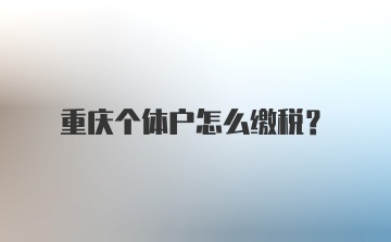 重庆个体户怎么缴税？