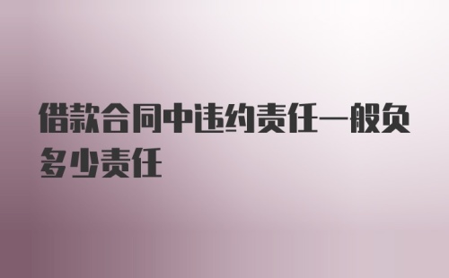 借款合同中违约责任一般负多少责任