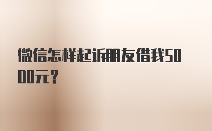 微信怎样起诉朋友借我5000元？