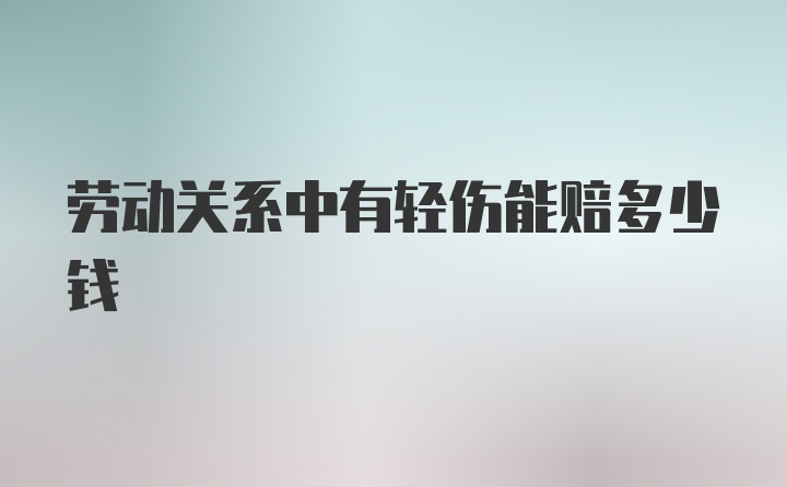 劳动关系中有轻伤能赔多少钱