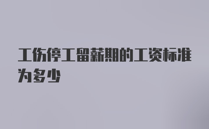 工伤停工留薪期的工资标准为多少