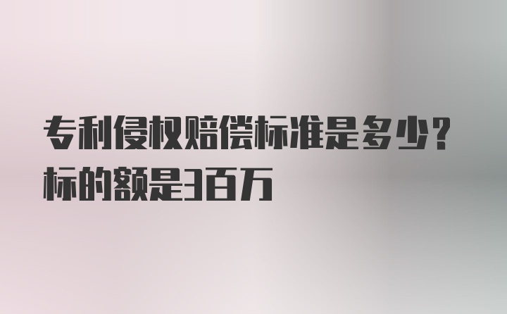 专利侵权赔偿标准是多少？标的额是3百万