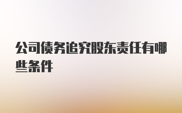 公司债务追究股东责任有哪些条件