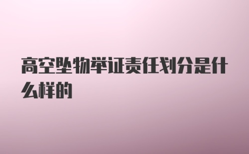 高空坠物举证责任划分是什么样的