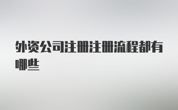 外资公司注册注册流程都有哪些