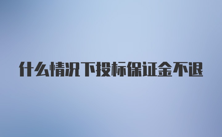 什么情况下投标保证金不退