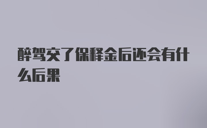 醉驾交了保释金后还会有什么后果