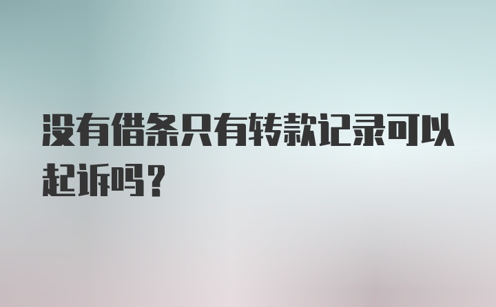 没有借条只有转款记录可以起诉吗？