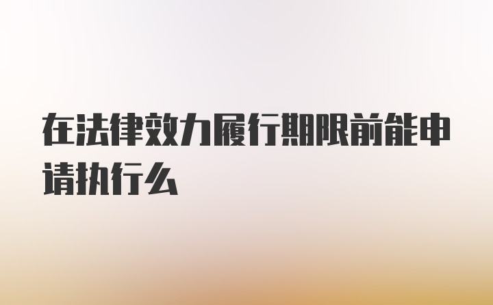 在法律效力履行期限前能申请执行么