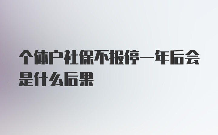 个体户社保不报停一年后会是什么后果