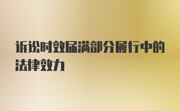 诉讼时效届满部分履行中的法律效力