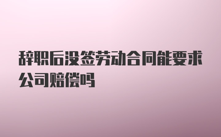 辞职后没签劳动合同能要求公司赔偿吗