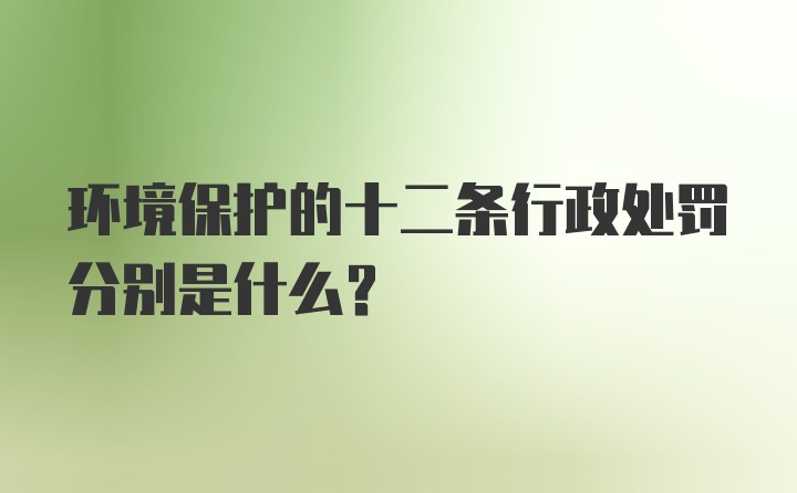 环境保护的十二条行政处罚分别是什么？