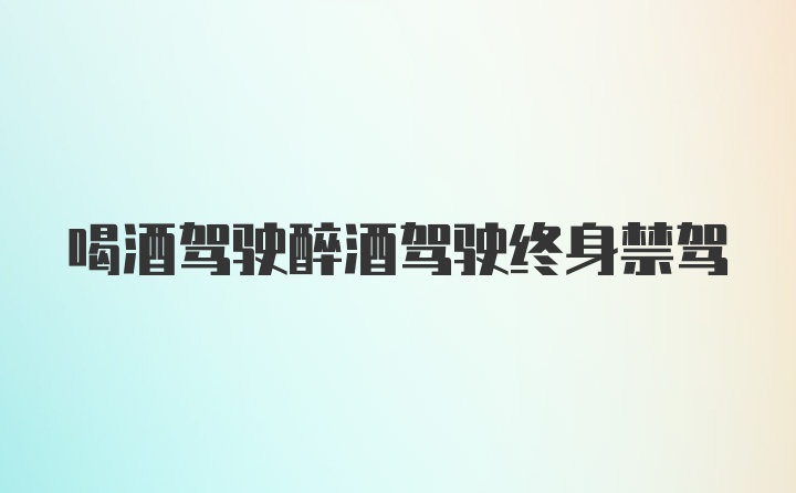 喝酒驾驶醉酒驾驶终身禁驾