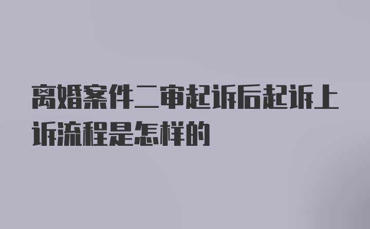 离婚案件二审起诉后起诉上诉流程是怎样的